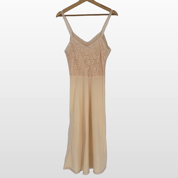 Vintage Dresses & Skirts - Y2K‎ Lace Trim Slip Dress XS S Butter Yellow Coquette Balletcore Layering Dainty